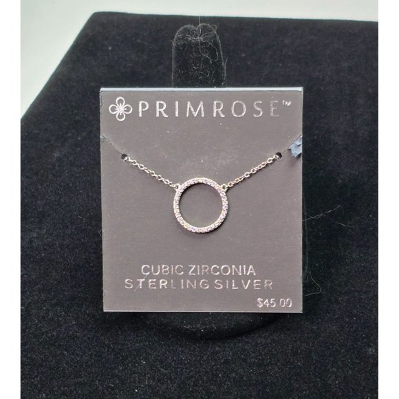 Primrose Jewelry - Primrose Sterling Silver Pave CZ 18" Necklace Eternity Charm 1mm Rolo Chain